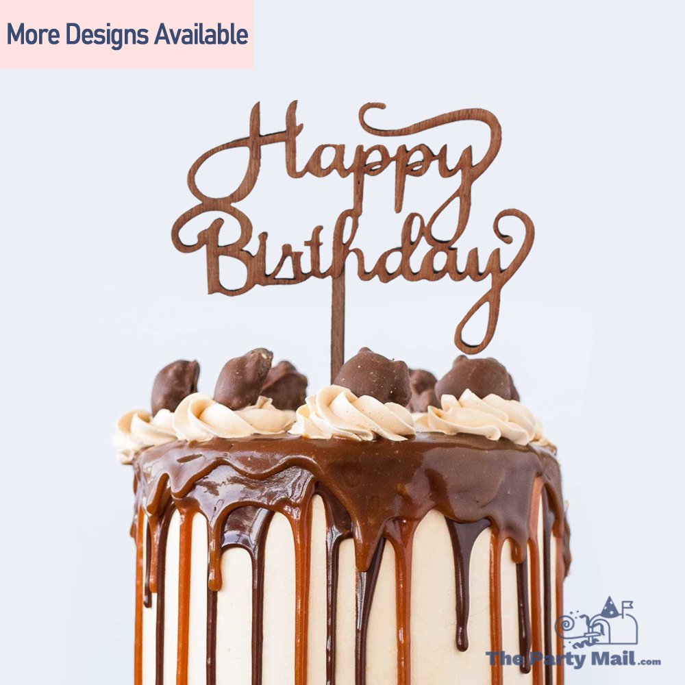 "Happy Birthday" Wooden Cake Topper