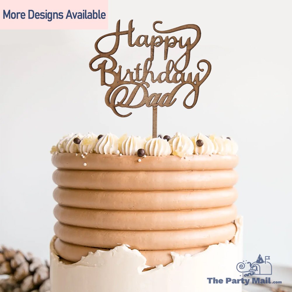 "Happy Birthday Dad" Wooden Cake Topper