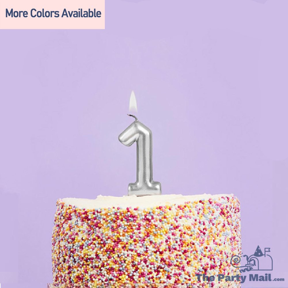 Metallic Number Candles - Silver