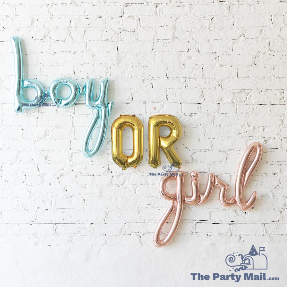 "boy OR girl" Script Letter Foil Balloon Banner