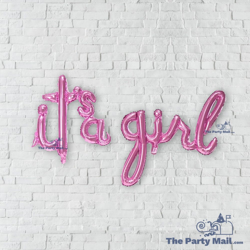 "it's a girl" Script Letter Foil Balloon Banner