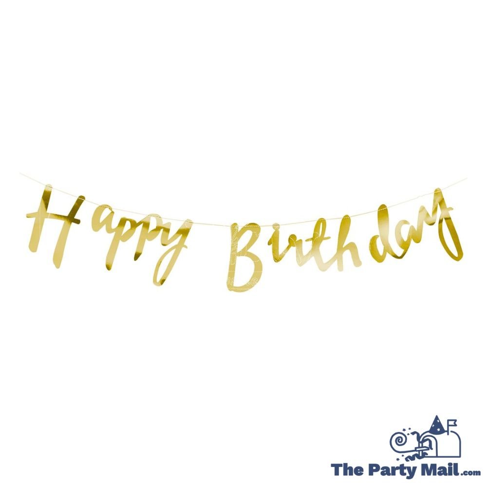 "Happy Birthday"  Script Card Banner